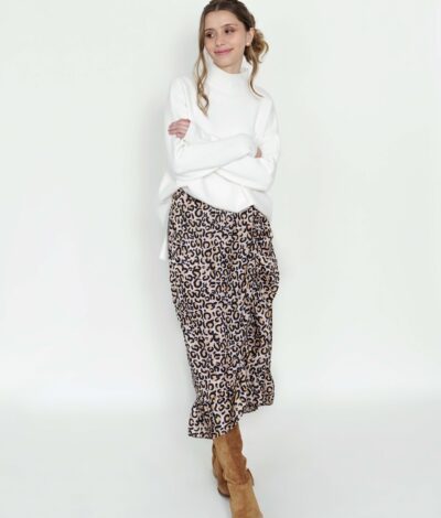 Falda Animal Print - Caqui
