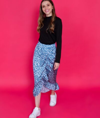 Falda Animal Print - Azul