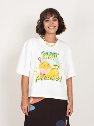 Camiseta Mango biche Woman - Marfil [Venta de Garaje]