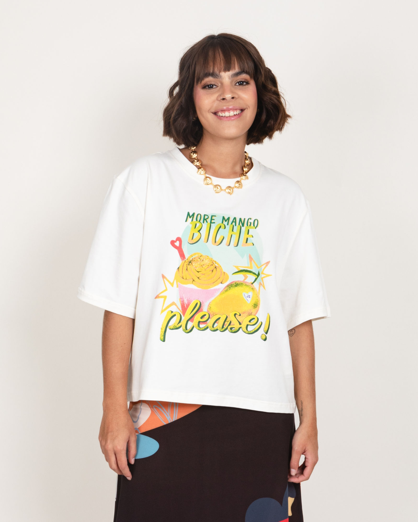 Camiseta Mango biche Woman - Marfil