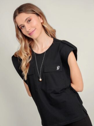 Camiseta Bolsillos - Negra