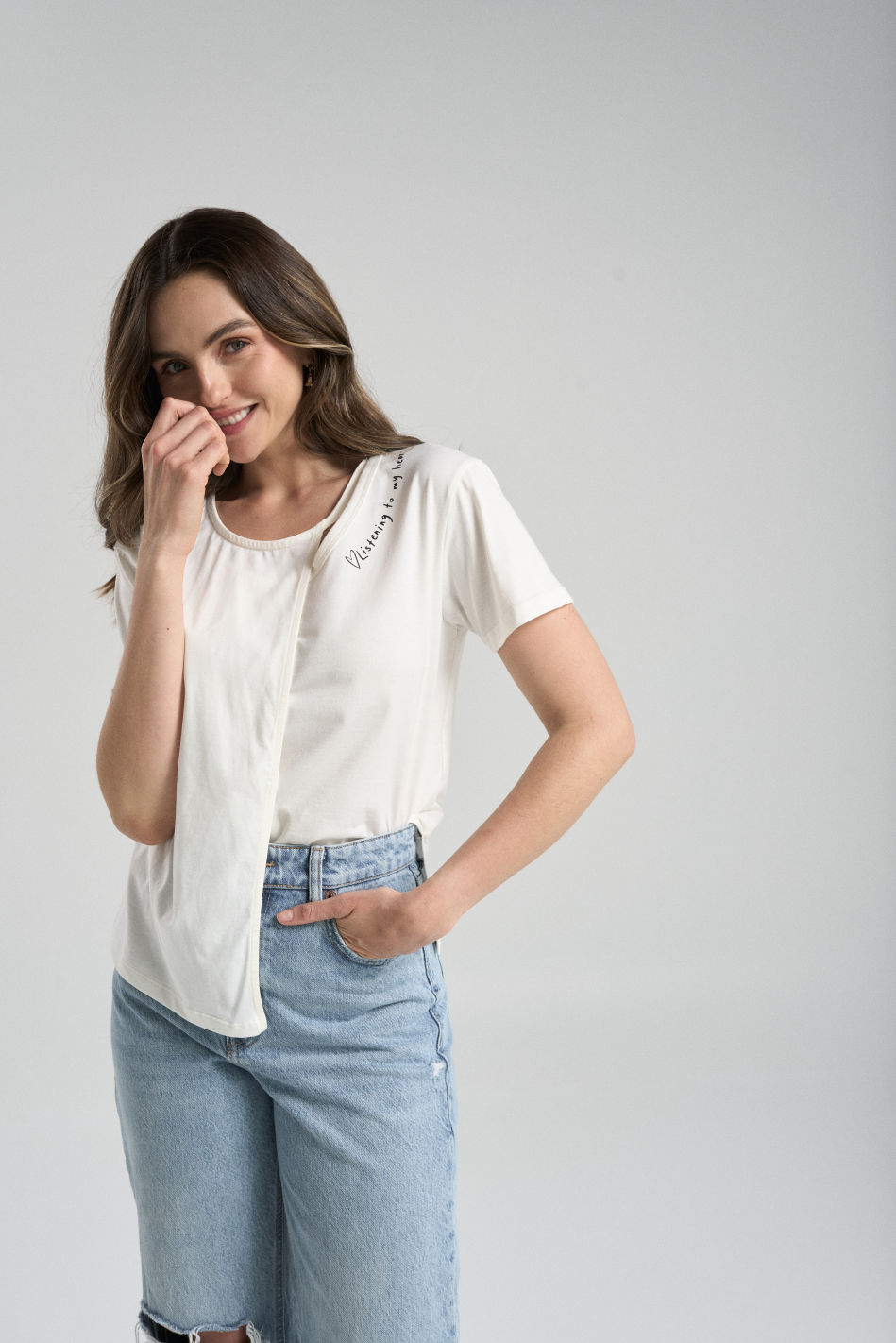 Camiseta My heart - Marfil