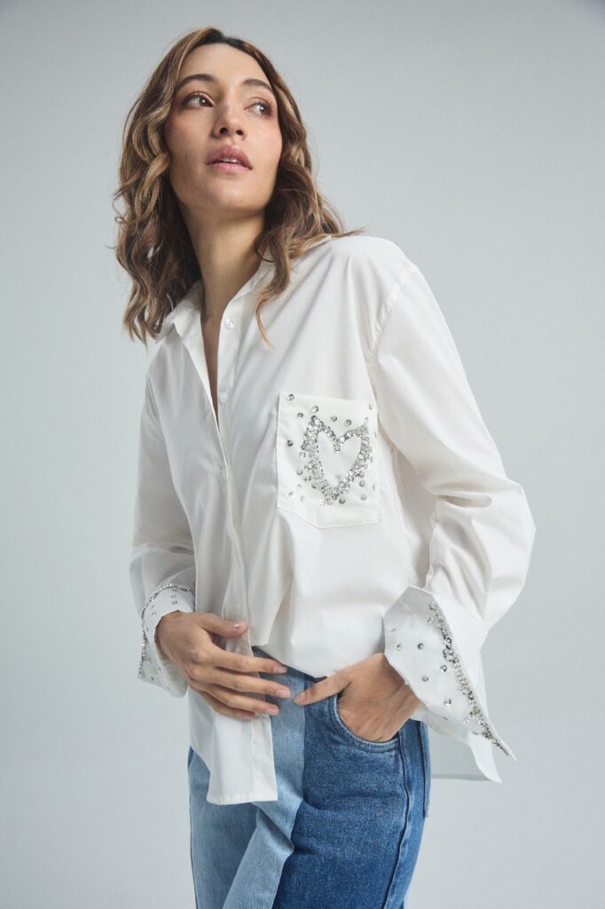 Camisa Brilla Corazón - Marfil