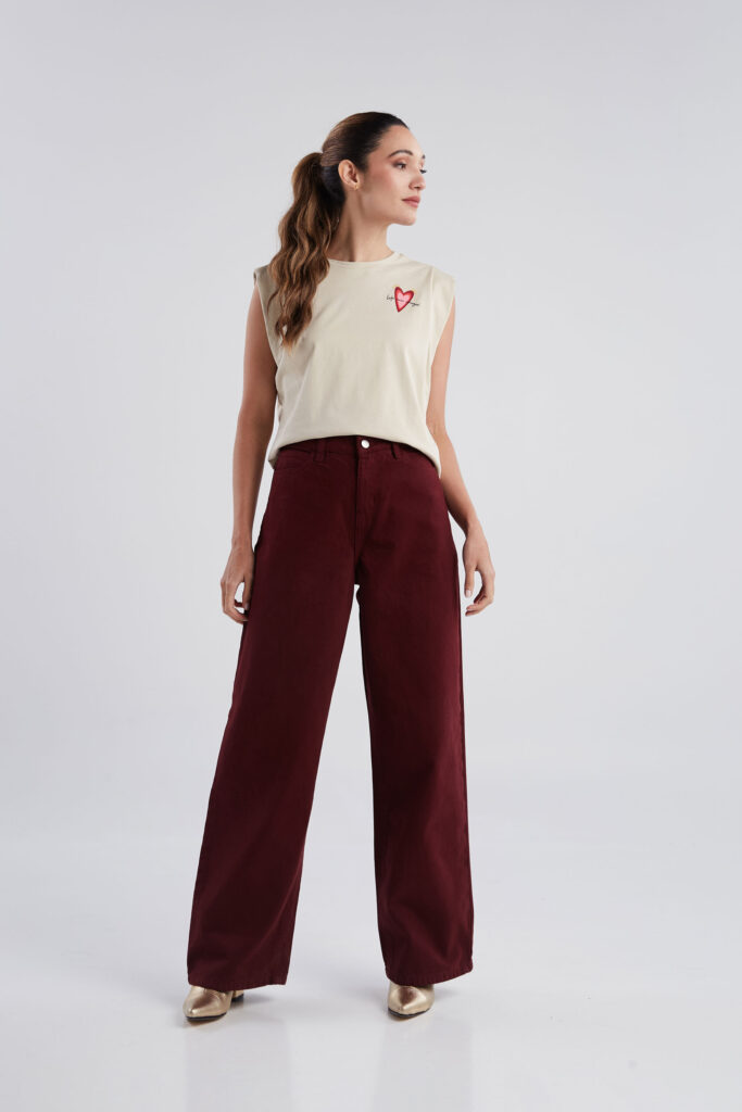 Jeans Bolsillos corazones - Borgoña