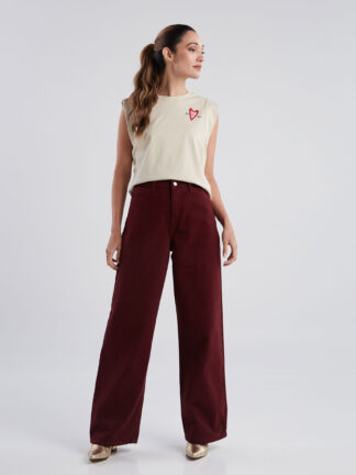 Jeans Bolsillos corazones - Borgoña