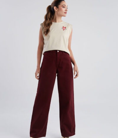Jeans Bolsillos corazones - Borgoña