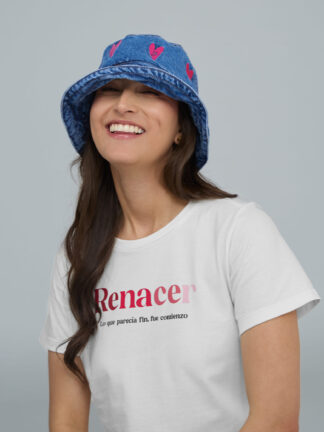 Bucket hat Pink heart - Azul