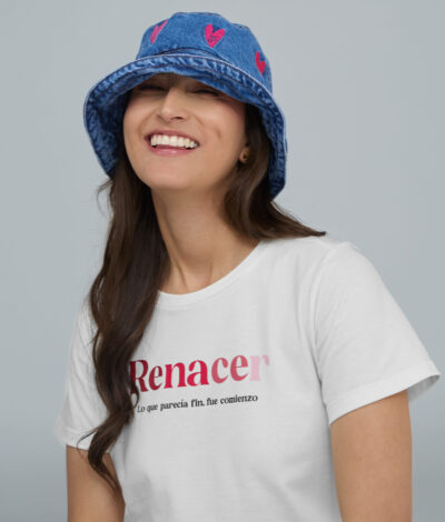 Bucket hat Pink heart - Azul