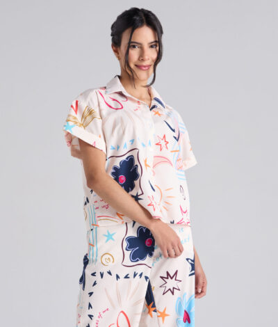 Camisa Happy life - Marfil