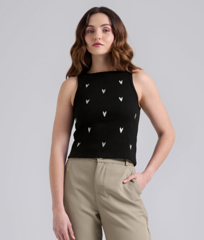 Top Corazones - Negro