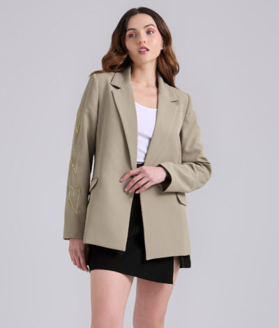 Blazer Bordado - Caqui